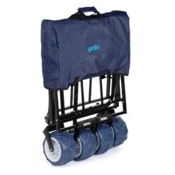 Yello Folding Beach Trolley 10 Yello Folding Beach Trolley -Vangos Store BGG1675 yello foldable trolley blue folded 3quarter copy